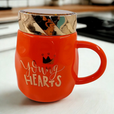 Üst Kapağı Aynalı Şık Mug Kupa 350-450 ml Turuncu